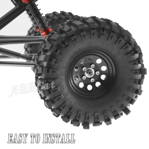 Aluminum RC 1.9 Beadlock Wheel Rims and Tires for 1/10 RC Crawler Car SCX10 SCX10 II 90046 SCX10 III AXI03007 SCX10 Pro TRX4 TRX6 D90 Gen7/8 VS4-10 MST CFX,1.9 Beadlock Wheels and Tires,Black
