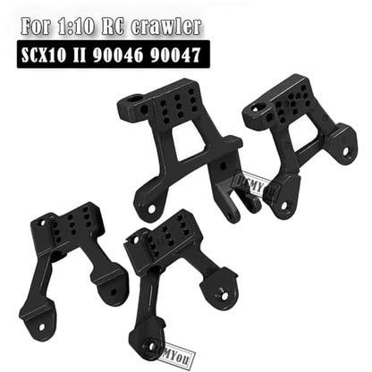 RC Shock Tower Shocks Hoops Upgrades Part for 1/10 SCX10 II 90046 90047 Crawlers Truck Car,4PCS Aluminum Rear Front RC Shocks Tower Shock Hops Up (Black) - color: Black