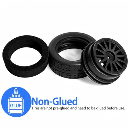 OD 70mm 1/10 RC Rally Racing Street Tires and Hard Plastic Wheels 12mm Hex for MJXRC 10304 Tamiya TT01 TT02 XV02 XV01 TA06 HPI KYOSHO PTG2 1:10 Scale On Road Drift Touring Car 4PCS (Black) - color: Black