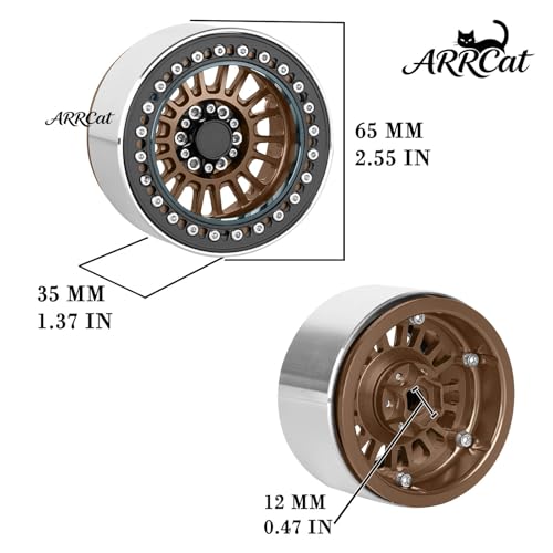 Alloy 2.2 Beadlock Wheels Rims for 1/10 TRX4 TRX6 SCX10 SCX10 II SCX10 III SCX10 Pro Gen7/8 D90 VS4-10 MST CFX RC Crawler Car,RC 2.2 Beadlock Wheel Off Road Buggy Rally RC Truck Wheel,Bronze - color: Bronze - (Alloy 2.2 Beadlock)