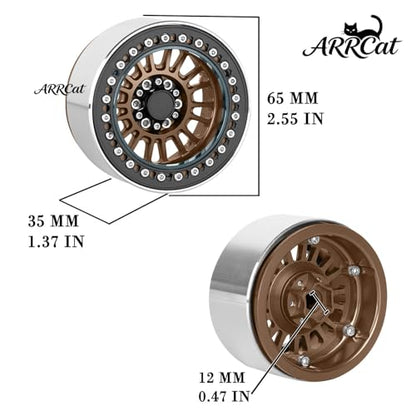 Alloy 2.2 Beadlock Wheels Rims for 1/10 TRX4 TRX6 SCX10 SCX10 II SCX10 III SCX10 Pro Gen7/8 D90 VS4-10 MST CFX RC Crawler Car,RC 2.2 Beadlock Wheel Off Road Buggy Rally RC Truck Wheel,Bronze - color: Bronze - (Alloy 2.2 Beadlock)