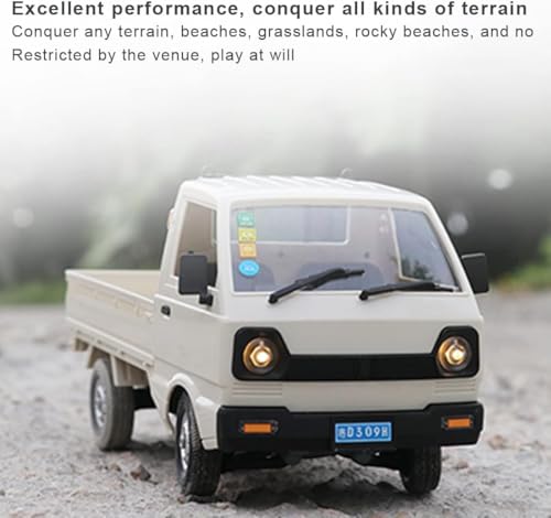 WPL D12 1:16 RC Mini Truck for Adults, 2.4G RC Car 4CH Off-Road Remote Control Pickup Truck, RC Drift Crawler Car Vehicle with Lights, 2 Batteries - size: 2 Batteries