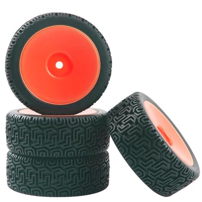 RC 12mm Hex Hub Wheel Rims & Rubber Tires Compatible with HSP Tamiya HPI Kyosho 1/10 On-Road Touring Car WLtoys 1/14 144001 Traxxas 1/16 Slash RC 1/18 A959B Buggy (Red) - color: Red