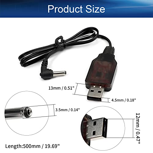 Heyiarbeit USB Charging Cable 3.5mm DC Elbow for RC 4.8 V 250mA Ni-MH Ni-CD Battery 2Pcs - size: 3.5 Elbow 2Pcs