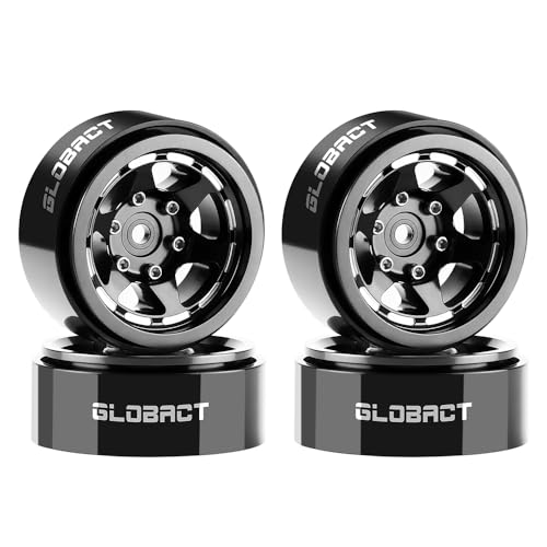 GLOBACT 1.3" Beadlock Wheels for SCX24 AX24 TRX4M 1/18 1/24 (Black) - color: Black