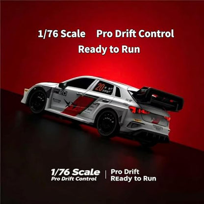 FLYCOLOR Turbo Racing C78 1:76 Mini Drift RC Car, 2WD Full Proportional Control, 2.4GHz Hobby RC with LED Light & DIY Shell, RTR Desktop Hobby Model(White) - color: White