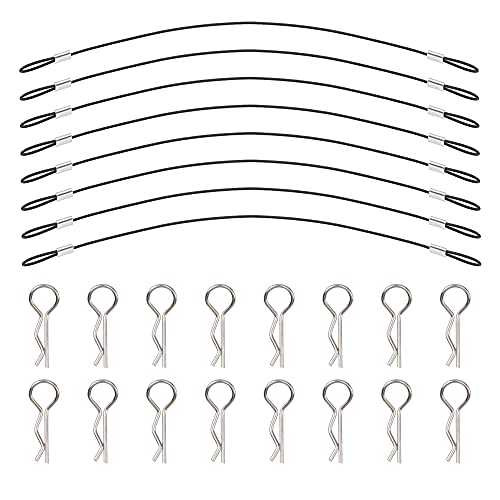8Pack ShareGoo Metal Clip R Pin Rod with Steel Anti-Lost Rope RC Body Shell Clip Wire Compatible with 1/8 1/10 Traxxas HSP Arrma Axial Redcat RC Car Truck Crawler (Black) - color: Black