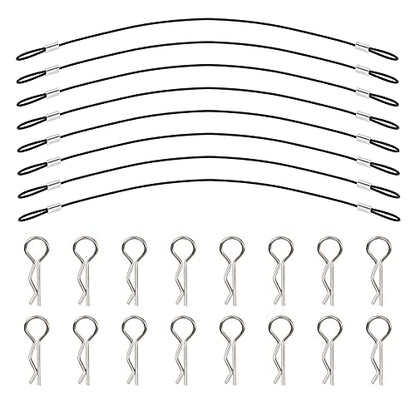 8Pack ShareGoo Metal Clip R Pin Rod with Steel Anti-Lost Rope RC Body Shell Clip Wire Compatible with 1/8 1/10 Traxxas HSP Arrma Axial Redcat RC Car Truck Crawler (Black) - color: Black