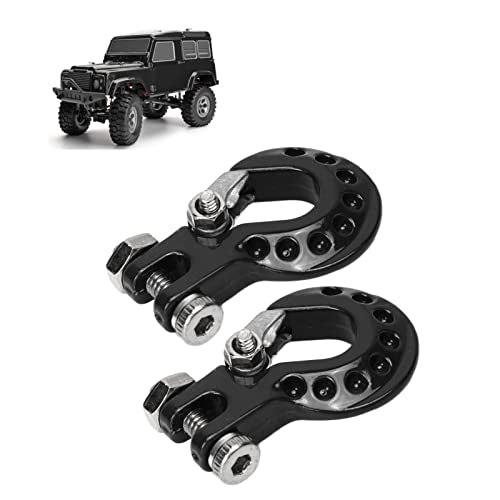 RC Winch Trailer Hook Set 2Pcs, Aluminum Alloy | Simulation Tow Hook | 1/10 Crawler Truck | SCX10 D90 Compatible| 18.5x11.5mm/0.7x0.5in(Black) - color: Black