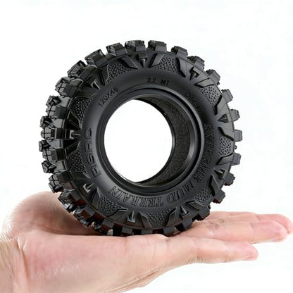 2.2 RC Tires OD 120MM 1/10 Super Soft Rubber Crawler Tires For 1:10 Scale Rock Mud Crawler Car Traxxas TRX4 RC4WD Axial SCX10 D90 CC01 90018 Gen8 Redcat 2.2" Beadlock Wheels 4Pcs