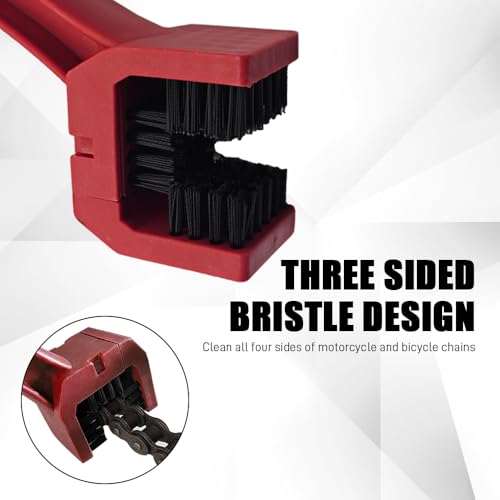2PCS Bike or Motorcycle Chain Washer, Bicycle Cleaning Chain Double-Ended Brush, Black Durable Motor Chain Gears Cleaning Square Head Brushes, Universal Cleaning Tool (Red/2PCS) - color: Red/2PCS