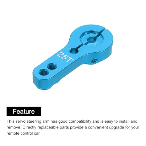 MECCANIXITY 5 Pcs Aluminum Servo Horn 25T Steering Arm 35mm Length Blue Suitable for DIY RC Car/Boat/Airplanes Boat Model Accessories with 2 Pcs Screws - color: Blue