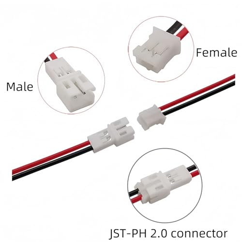 10pcs Tiny Whoop JST-PH 2.0 Male and Female Connector Cable 80mm Wire Cables for Battery JJRC H36 H67 Blade Inductrix E010 E013