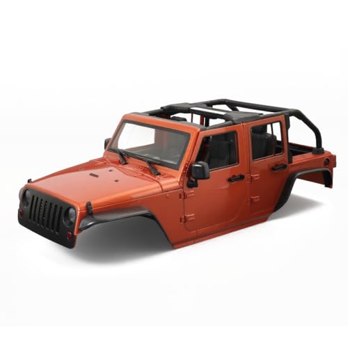 1/10 RC Jeep Wrangler Convertible Hard Shell Kit, for 1/10 RC Crawler TRX4 Axial SCX10 90046 90027 313 Wheelbase Shell Modification Accessories (Orange) - color: Orange