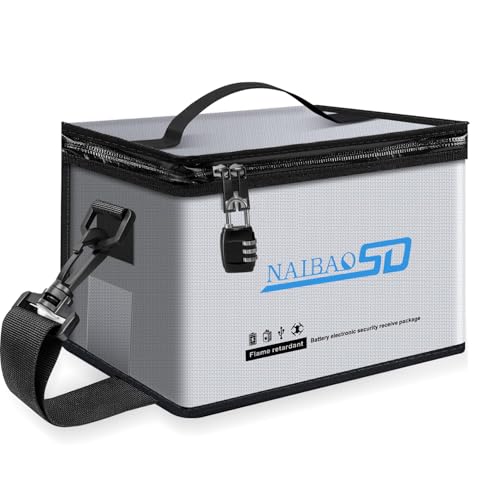 Fireproof Lipo Battery Safe Bag | Double Zipper, RC Drone Battery Storage - color: Gray