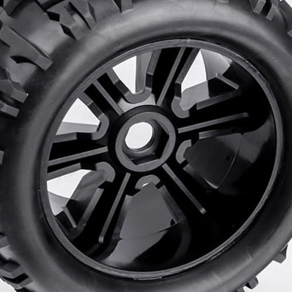 RC Monster Truck Tires and Wheels 17mm Hex Pre-Glued Set with Foam Inserts for 1/8 Arrma Kraton 1/10 Maxx E-Revo (4Pcs)
