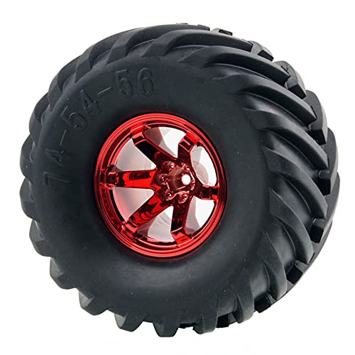 4PCS 1:10 Wheel and Tire Set for 1/10 RC Monster Truck HIMOTO HSP HPI Tamiya Kyosho - color: Black, Red