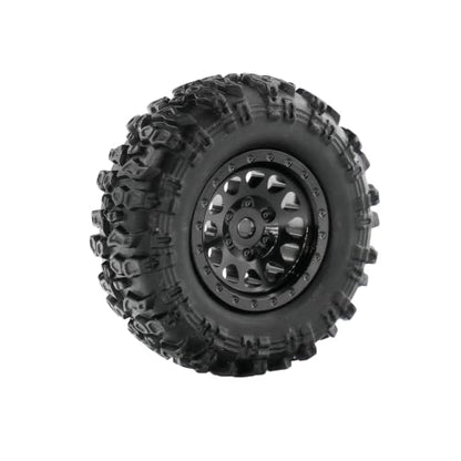 1.0 Inch RC Crawler Wheels and Tires Set, Pre-Mounted Aluminum Wheel & Tire Combo with Foam Inserts, Fit for 1/18 SCX24 SCX30 Micro RC, 4PCS (Black) - color: Black