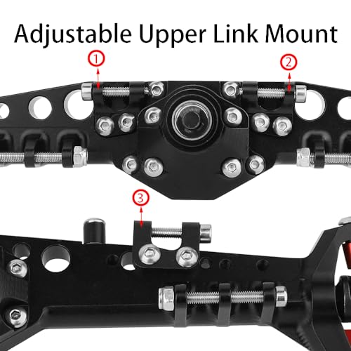Full CNC Machined F9 Offset Portal Front Rear Axle with Adjustable Link Mount for 1/10 RC Crawler Capra Gmade R1 Rock Buggy LCG Cheater Rigs 1.9 UTB Shafty (Black) - color: Black