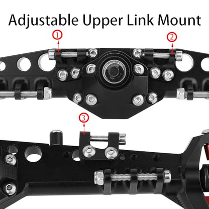 Full CNC Machined F9 Offset Portal Front Rear Axle with Adjustable Link Mount for 1/10 RC Crawler Capra Gmade R1 Rock Buggy LCG Cheater Rigs 1.9 UTB Shafty (Black) - color: Black