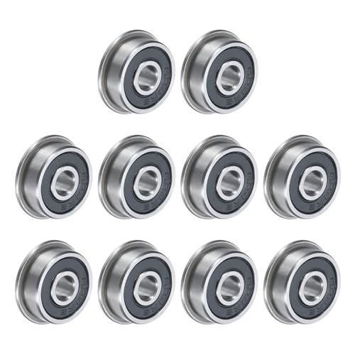 uxcell F624-2RS Flanged Ball Bearing 4x13x5mm Double Sealed Chrome Steel Flange Bearings, 10pcs - size: F624-2RS