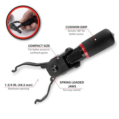 Performance Tool W83116 Multi Angle Quick Connector Clip Tool | Automotive fuel line and electrical connector removal. Spring loaded jaws. 90 degree flexing cushion grip