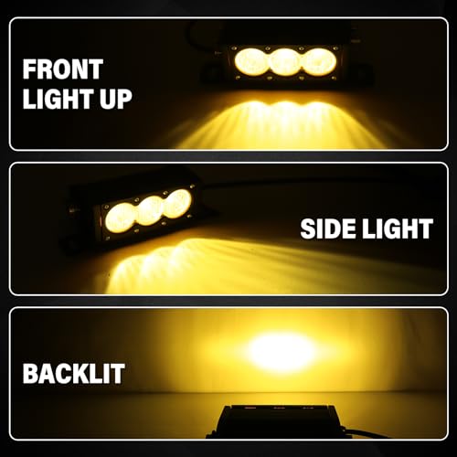 AUXTINGS 2 Pieces 6 inch Single Row Amber LED Light Bar 30W Off Road Light Bar Flood Beam LED Work Light Truck UTV 4x4 Cars SUVs ATVs Boats Fog Driving Light with Wiring Harness kit - size: 6 inch amber