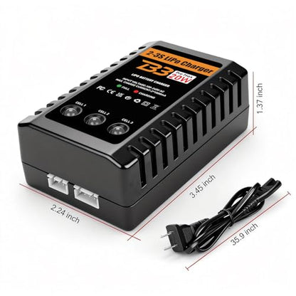 LiPo Charger for 2S-3S(7.4-11.1V) LiPo Battery of RC Toy & Model(Yellow) | LiPo Balance Charger Compact and Light, RC LiPo Battery Chargers with Smart Chip, Extend Battery Life - color: Yellow