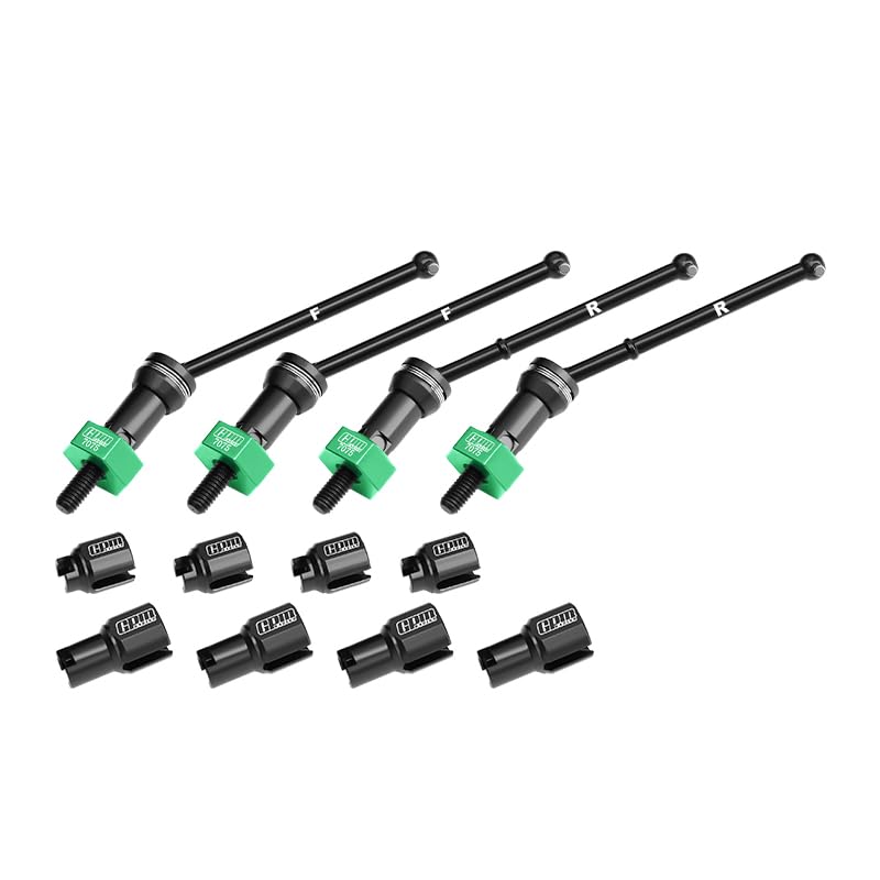 GPM 4140 Carbon Steel Front & Rear Cvd Drive Shafts with Alloy 7075 Wheel Hex (Pins Thickened 2Mm) for 1/18 4Wd Granite Grom Mega 380 Brushed 4X4 Monster Truck-Ara2102 (Green) - color: Green