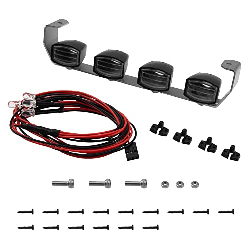 ShareGoo RC Car Roof Light Bar Kit Body Shell Roof Luggage Lights Compatible with Traxxas TRX-4 TRX4 Axial SCX10 RC4WD D90 HSP RGT 1/10 RC Crawler Car Truck (4Led Light) - style: 4Led Light