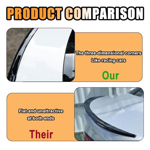 JOYCOURT Car Rear Spoiler Roof Lip Kit, Black 3D Rubber Trunk Spoiler | Roof Spoiler Wing Trim Strip, Cool Car Decoration, Universal Punch-Free Vehicle Exterior Accessory Sticker for Bumper - style: Black