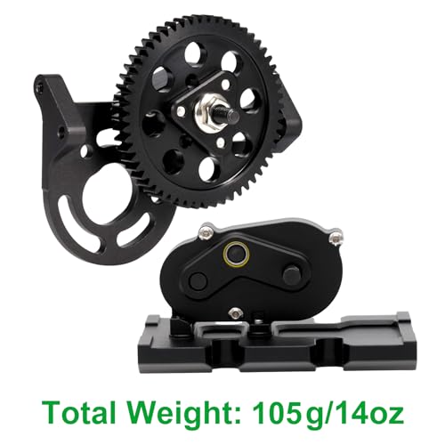 AMK 1/10 Transmission 30% OD Transfer Case Forward Motor Mount with Delrin Spur Gear for 1/10 RC Crawler Axial SCX10 II Element Enduro DIY LCG Chassis SCX10 Upgrades (Black) - color: Black