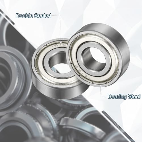 uxcell 3 Pcs 1615ZZ Deep Groove Ball Bearing 7/16" x 1-1/8" x 3/8" Double Metal Sealed, Chrome Steel Bearings - size: 1615ZZ 7/16" x 1-1/8" x 3/8"