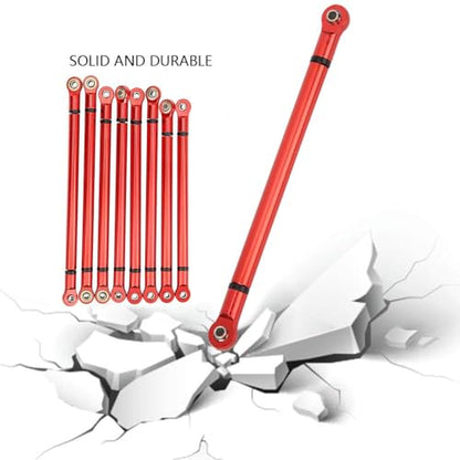 RC Link Rods, 8Pcs Aluminium Alloy Chassis 313mm Wheelbase Link Rod for Axial SCX10 1/10 Scale RC Crawler Car Upper & Lower Rod Link Linkage Wheelbase Upgrade Parts(Red) - color: Red