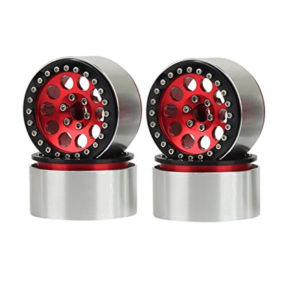 Metal 2.2" Beadlock Wheel Alloy Rim for 1:10 RC Crawler Car SCX10 RR10 90048 TRX4 TRX6 (Red) - color: Red