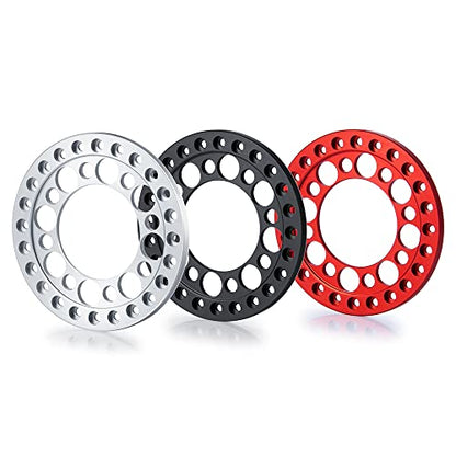 4pcs 2.2inch Aluminum RC Beadlock Wheel Replacement Ring for 1/10 RC Crawler Car 2.2" Wheels Rim (Red) - color: Red