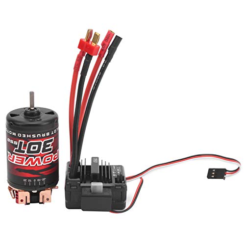 3 - Slot 550 Brushed Motor with 80A ESC Replacement Set, 30T High - Torque RC Motor for 1/10 1/12 Crawler, Includes Silicone Wires and Manual for Remote Control Car