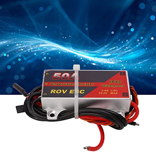 Brushless ESC, 50A IPX8 Waterproof CNC Aluminum Housing PWM Signal, Electronic Speed Controller for RC Cars Drones Boats Underwater Propellers