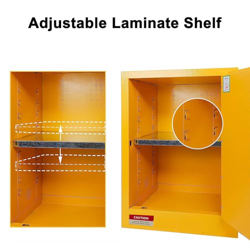 koxuyim Flammable Storage Cabinet 17" x 18" x 22" Industry Safety Cabinet | Fire Proof Safe, Adjustable Shelf, Double-Wall, Manual Closing Doors, OSHA Compliant, For Gasoline Liquid Fuel Chemical - size: 22"*17"*18"
