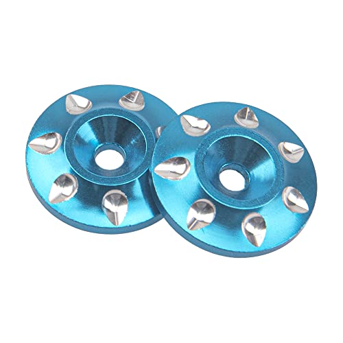ShareGoo 2Pack Universal RC Metal Rear Wing Buttons Gasket Fixed Rear Tail Wing Washer for 1/10 1/8 RC Off Road Short Truck Buggy Racing Car (Blue)