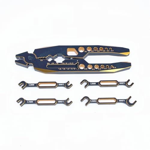 KingVal 4PCS Wrench 3.0/3.2/3.5/3.7/4.0/5.0/5.5/6.0mm Turnbuckle Nut Ball Joint Remover with Multifunction RC Shock Absorber Plier for RC Car Boat Model Repair Tool Kit