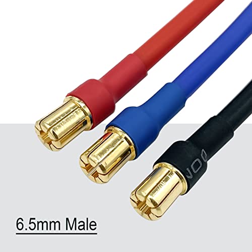 3pcs/Set 6.5MM Bullet Male to Female 10AWG 10CM ESC Extension Cable for RC Car Boat Brushless Motor ESC (6.5mm Male to 6.5mm Female) - style: 6.5mm male to 6.5mm female