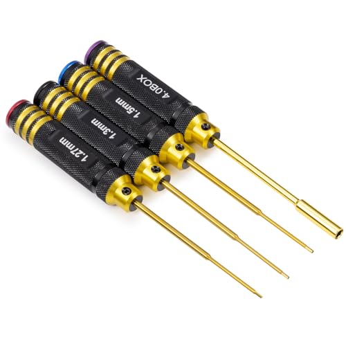 4PCS Titanium Hex Screw Driver Set 1.27mm 1.3mm1.5mm 4.0mm Hexagon Screwdriver Wrench Small Repair Tool Kit for RC Car Quadcopter Drone Helicopter Airplane Multirotors Models
