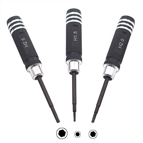 7PCS Hex Screw Driver Set - H1.5, 2.0, 2.5mm Hex, 4.0, 5.5mm Spanner, 0#, 1# Slot Screwdriver Kit for RC Helicopter, Airplane, Robotics, Car