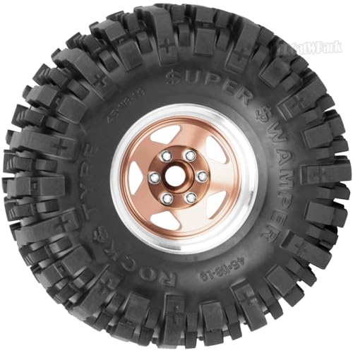 4PCS RC 1.9 in Wheel Tires for 1/10 TRX4 TRX6 SCX10 SCX10 II 90046 SCX10 III AXI03007 Gen7/8 D90 VS4-10 RC Crawler Car,BRCatWPark Alloy 1.9 Beadlock Wheel and Rubber Tires w/Sponge,Brown - color: Brown - (Tires)