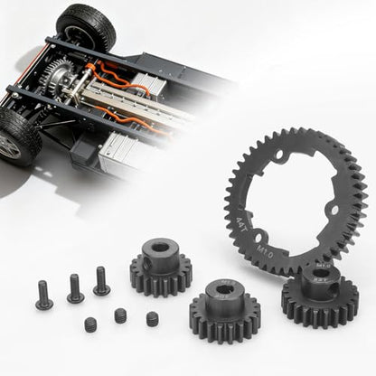 daitoku 44T 1 Mod Hardened Steel Spur Gear with 18T 20T 22T Motor Pinion Gear Compatible with Traxxas 1/10 Maxx 1/5 X-Maxx 1/10 E-REVO 2.0 VXL 1/7 XO-1 - size: 44T