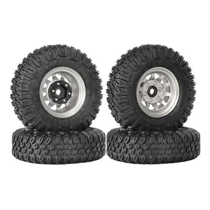 4PCS RC Car 1.55 Inch Tyres Aluminum Alloy Metal Beadlock Wheel Rim and Rubber Tires for 1/10 RC Crawler Car for Axial AX90069 D90 TF2 Tamiya CC01 LC70 MST JIMNY(85mm-10Holes Silver) - color: 85mm-10Holes Silver