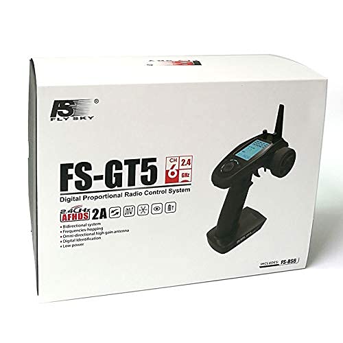 HOBBYMATE Flysky FS GT5 RC Transmitter with FS BS6 Gyro Receiver, 2.4Ghz 6 Channels RC Car Radio Transmitter and Receiver [F.Safe Out of Control Protect, ABS Setting, AFHDS 2A]