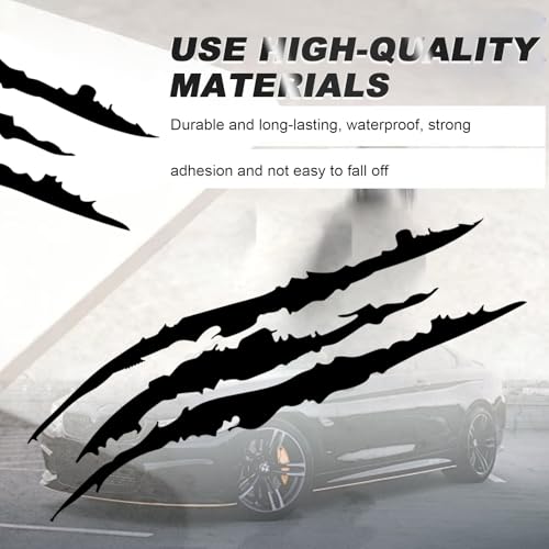 3-Pack Vinyl Claw Mark Decals | Hood, Headlight & Body Scratch Stripe Stickers for Car, Truck, SUV, Motorcycle(Black) - color: Black