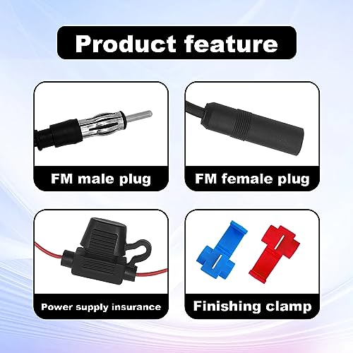 12V Car Booster 25 db - Amplify Signal & Reduce Noise AM FM Radio Universal Car FM AM Radio Amplifier for Car Stereo,Media,Head Unit Receiver